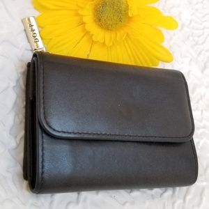DOPP Black Satin Cowhide Leather Wallet